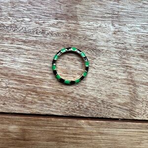 Clare V Green and Black Enamel Gold Ring